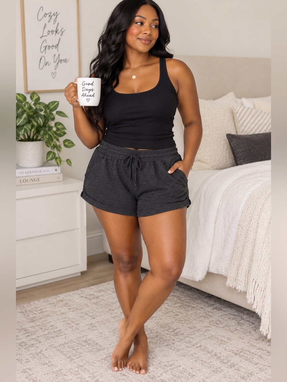 Stars Above Women’s Small Charcoal Gray Lounge Shorts Drawstring Pajama Soft